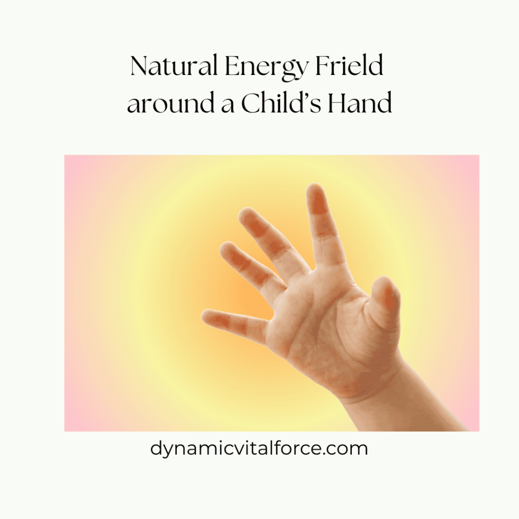 child hand and energy around it