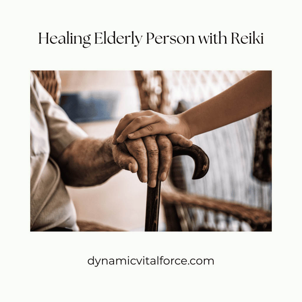Senior adult receiving reiki on hands for arthritis