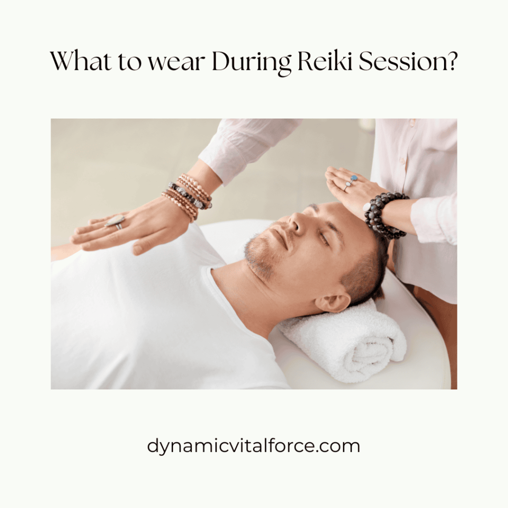 man wearing comfortable clothes during Reiki session